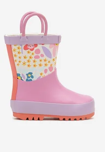 Fioletowo-Różowe Kalosze w Kwiatki Diolivia - Kalosze damskie - miniaturka - grafika 1