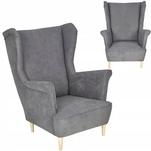 Skandynawski fotel uszak MAX w kolorze szarym - Fotele - miniaturka - grafika 1