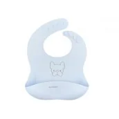 Śliniaki i fartuszki - Bamboom Śliniak silikonowy z kieszonką niebieski 6 m+ - miniaturka - grafika 1