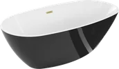 Wanny - Mexen Eris wanna wolnostojąca 155 x 80 cm, biała/czarna, przelew złoty szczotkowany - 53441558075-55 - miniaturka - grafika 1
