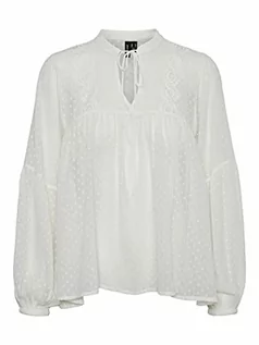 Bluzki damskie - VERO MODA Vmmadeline L/S V-Neck Top Ga Noos bluzka damska, Snow White, XS - grafika 1