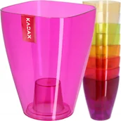 Donice - Doniczka kwadratowa Menfi 9 cm, różowa - miniaturka - grafika 1