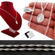 Biżuteria dla dzieci - SREBRNY ŁAŃCUSZEK SINGAPUR+MATKA BOSKA PR.925 45CM - miniaturka - grafika 1