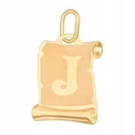 Wisiorki - Złota Przywieszka 585 Literka J Papirus 0.50 g Rodium - miniaturka - grafika 1