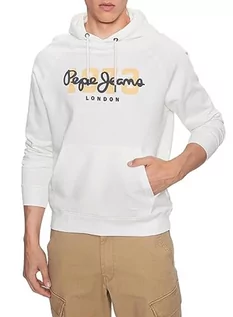 Bluzy męskie - Pepe Jeans Męska bluza z kapturem Meier, Biały (nie biały), XS - grafika 1