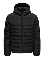 Kurtki męskie - ONLY & SONS Onsbron Hood Quilt kurtka męska OTW Vd pikowana, czarny, S - miniaturka - grafika 1
