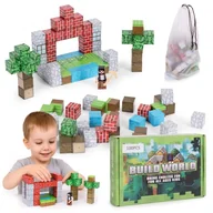 Klocki - Klocki magnetyczne konstrukcyjne zestaw dla dzieci 100 elementów sześciany - miniaturka - grafika 1