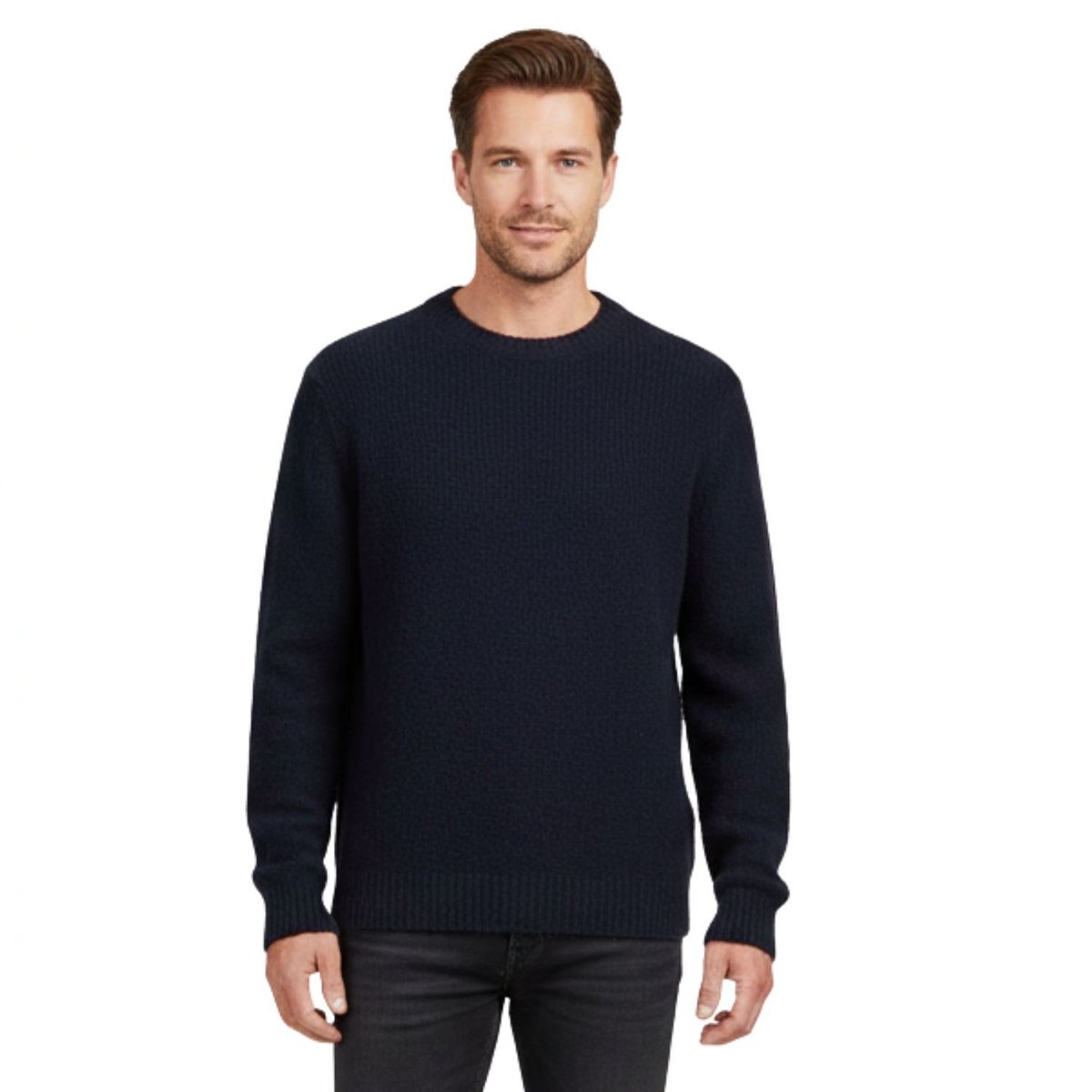 Sweter męski Zara z wełnią granatowy-L