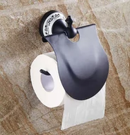 Stojaki i wieszaki na papier toaletowy - uchwyt na papier toaletowy retro BYBLIS czarny - miniaturka - grafika 1