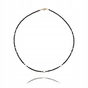 Czarny Turmalin fasetowany 2mm i Perły Naszyjnik Choker dł. 45cm - Naszyjniki - miniaturka - grafika 1