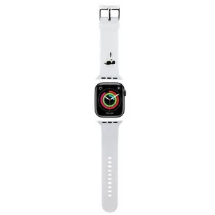 Karl Lagerfeld Pasek silikonowy do Apple Watch 1/2/3/4/5/6/7/8/9/SE/Ultra 42/44/45/49mm biały/white strap 3D Rubber Karl Head - Akcesoria do smartwatchy - miniaturka - grafika 1