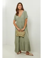 Sukienki - Lin Passion Lniana sukienka w kolorze zielonym - miniaturka - grafika 1