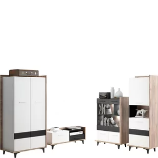 Zestaw Mebli do Salonu 5 Box MebloCross Dąb Artisan / Biały Mat / Czarny Mat - Inne meble do salonu - miniaturka - grafika 1