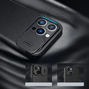 Nillkin Qin Cloth Pro Case etui do iPhone 14 Pro osłona na aparat kabura pokrowiec obudowa z klapką niebieski - Etui i futerały do telefonów - miniaturka - grafika 8