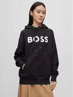 Bluzy damskie - Boss Bluza 50490635 Czarny Regular Fit - BOSS - miniaturka - grafika 1