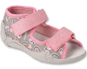 Buty dla dziewczynek - Kapcie dziecięce Befado 342P064 sandałki dziewczęce na rzepy-20 - miniaturka - grafika 1