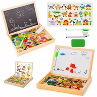 Tablice dla dzieci - Tablica kredowa magnetyczna suchościeralna dwustronna puzzle+kreda - miniaturka - grafika 1