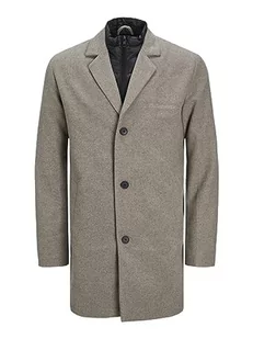 JACK & JONES Płaszcz męski, mieszanka wełny, Greige/Szczegóły: melanż, XL - Płaszcze męskie - miniaturka - grafika 1