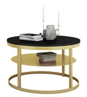 Ławy i stoliki kawowe - Stolik kawowy z metalową półką złoty + czarny N0-H83 - miniaturka - grafika 1