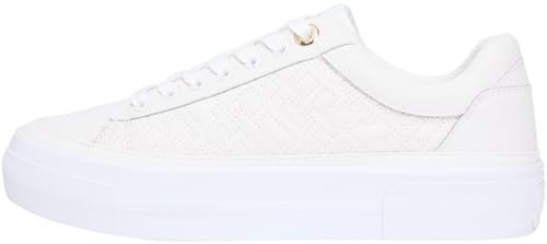 Tommy Hilfiger Damskie trampki na platformie TH pikowane FW0FW09265 Low Top, białe (Ecru), 36, Biały Ecru, 36 EU