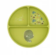 Miseczki i talerzyki dla dzieci - SASSITalerz silikonowy z przyssawką Z PRZEGRÓDKAMI Dinozaur - miniaturka - grafika 1