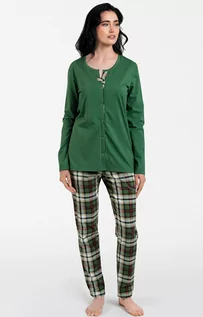 Piżamy damskie - Piżama damska zielona w kratę Asama, Kolor zielony-wzór, Rozmiar S, Italian Fashion - Intymna - grafika 1