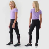 Legginsy - Legginsy Dziewczęce Spodnie 4F Dzianinowe Czarne 4FJWAW24TTIGF172 Czarny 164 - miniaturka - grafika 1