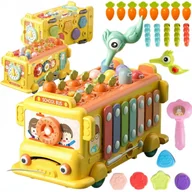 Zabawki kreatywne - WOOPIE BABY Interaktywny Autobus Edukacyjny 6w1 Młoteczek Cymbałki +18 m - miniaturka - grafika 1