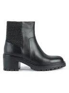 Botki damskie - Geox Skórzane botki "Damiana" w kolorze czarnym - miniaturka - grafika 1