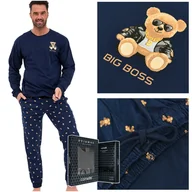 Piżamy damskie - Cornette Piżama Męska Długi Rękaw Granatowa Misie Bawełniana Rozmiar XL - miniaturka - grafika 1