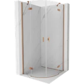 Kabiny prysznicowe - Mexen Mist kabina prysznicowa półokrągła uchylna 80 x 80 cm, transparent, miedź szczotkowana - 8A33-080-080-65-00 - miniaturka - grafika 1