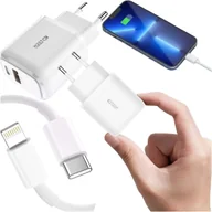 Ładowarki do telefonów - Ładowarka sieciowa 20W USB + typ C USB-C PD QC 3.0 + Kabel 1M do iPhone iPad iPod biały - miniaturka - grafika 1