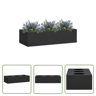 The Living Store Doniczka do biura - antracytowa - 90x40x23 cm - stalowa - Skrzynka Na Rośliny - Donice - miniaturka - grafika 1