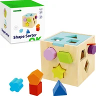 Sortery dla dzieci - TOOKY TOY Drewniany Sorter Kolorowa Kostka z Kolorowymi Wzorami 13 el. - miniaturka - grafika 1