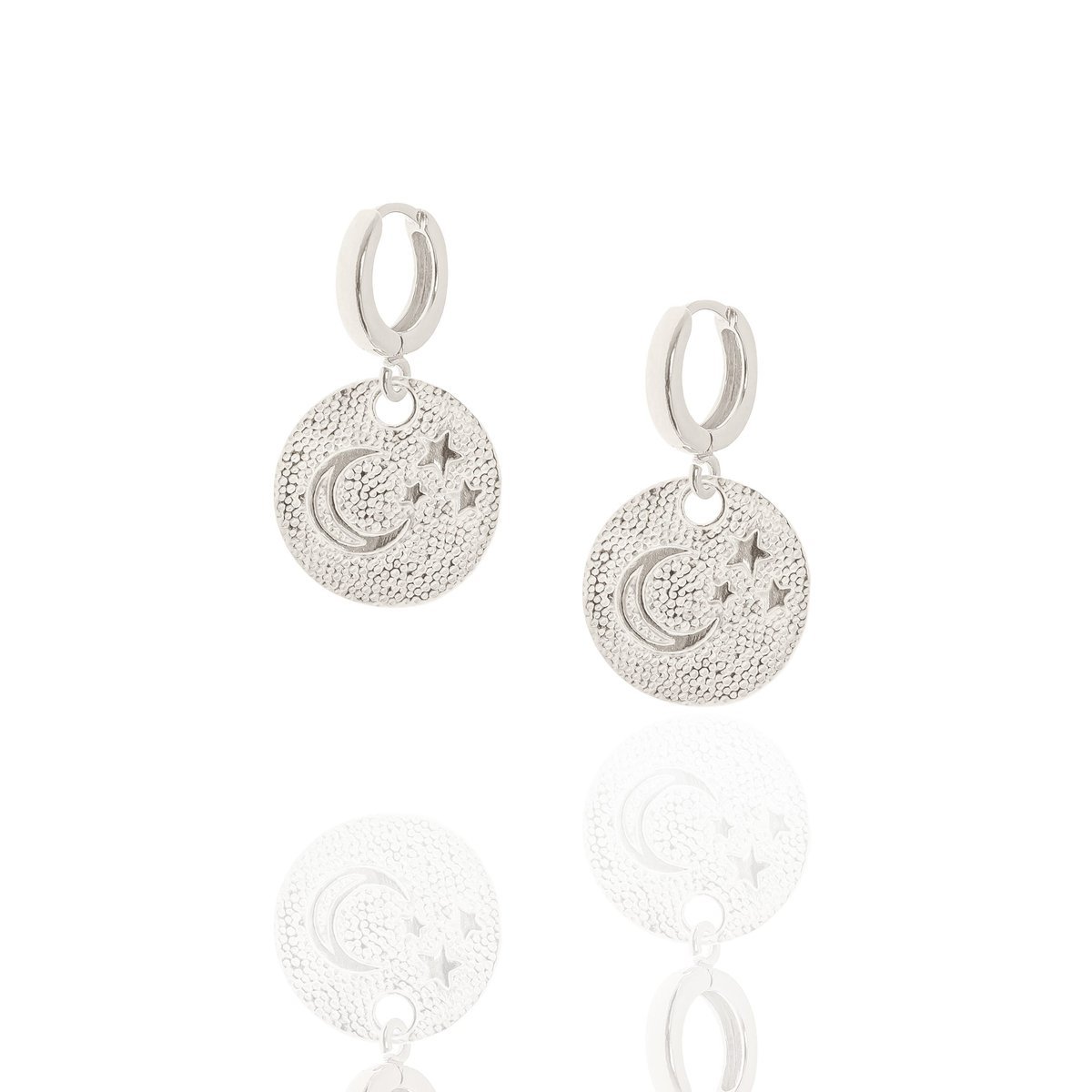 Kolczyki srebrne z księżycami i gwiazdami