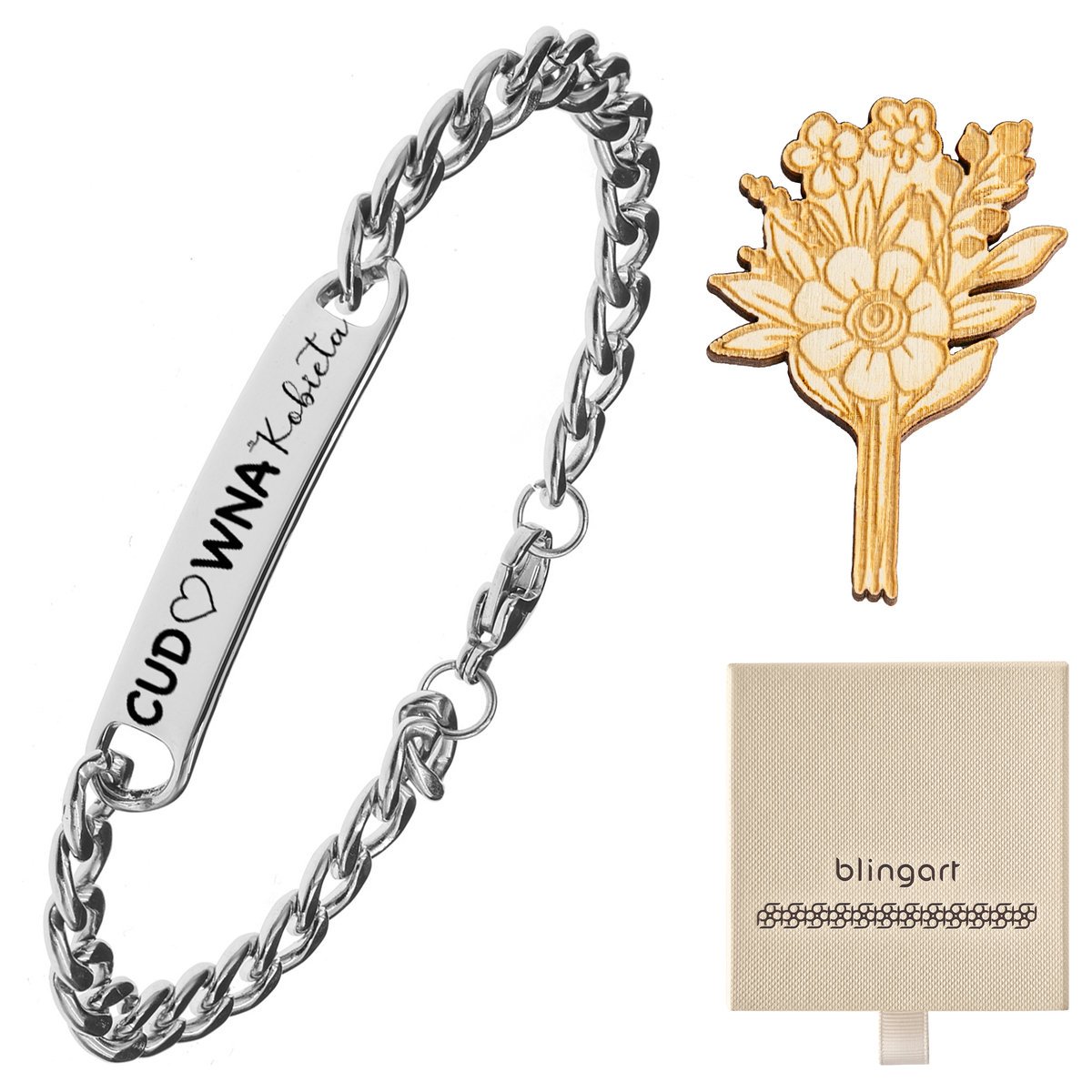 Bransoletka męska z GRAWEREM stalowa pancerka