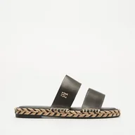Sandały damskie - TOMMY HILFIGER TH LEATHER FLAT ESP SANDAL - Tommy Hilfiger - miniaturka - grafika 1