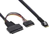 Kable komputerowe i do monitorów - InLine InLine® Slim SAS cable, SFF-8654 to U.2 SFF-8639 + SATA power, 24Gb/s, 0.5m - miniaturka - grafika 1