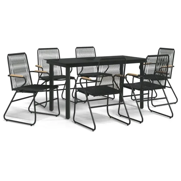 Zestaw Mebli Ogrodowych z Rattanu PVC i Stali, Stół 140x70x74 cm, Krzesł