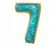 Balony i akcesoria - Balon Foliowy Zielony Cyfra 7 Ciasteczko 78Cm 1Szt - miniaturka - grafika 1