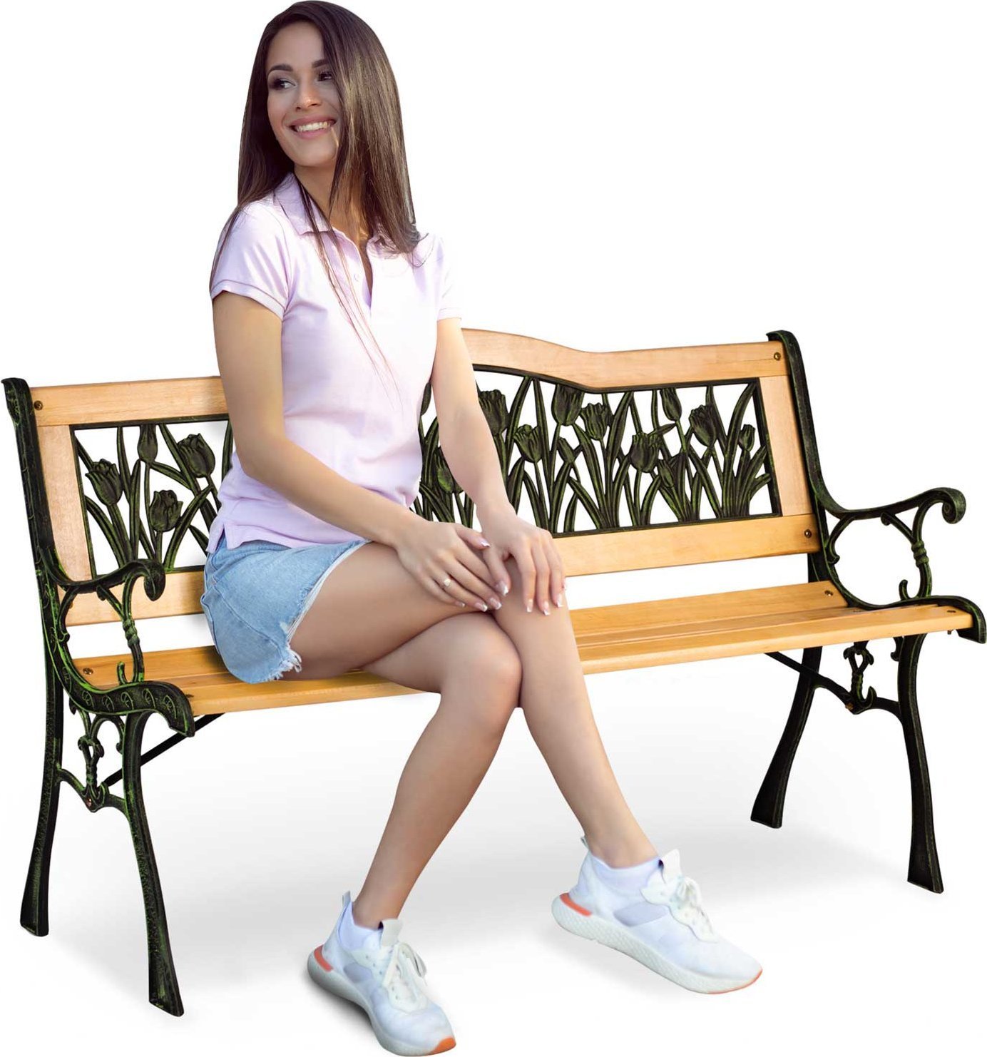 Sofotel Ławka parkowa z oparciem 123,5 x 74 x 48 cm Gardi Tulip