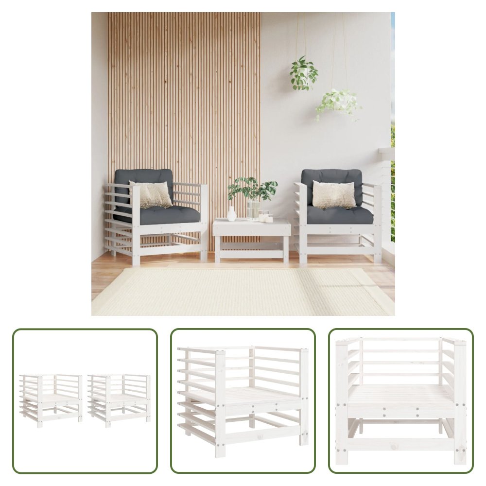 The Living Store Krzesła ogrodowe 2 szt. Biała lita sosna