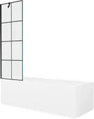 Wanny - Mexen Cubik wanna prostokątna 150 x 70 cm z obudową i parawanem 1-skrzydłowym 60 cm, czarny wzór - 550315070X9506007077 - miniaturka - grafika 1