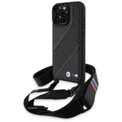 Etui i futerały do telefonów - BMW BMHCP16X23PSCCK iPhone 16 Pro Max     6.9" czarny/black hardcase M Edition Carbon Stripe & Strap - miniaturka - grafika 1