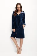 Szlafroki damskie - Szlafrok damski kod 389 LUNA welur granatowy indygo M - miniaturka - grafika 1