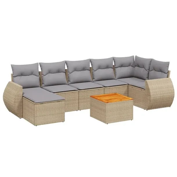 Zestaw mebli ogrodowych modułowych beżowych z poduszkami, rattan PE, 62x6