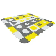 Maty piankowe - Humbi Mata edukacyjna Grube Puzzle piankowe 31,5 x 31,5 x 1 cm Kojec 52 elementy Cyferki Kształty Kolor szary biały żółty - miniaturka - grafika 1