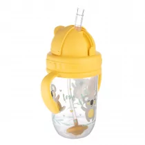Canpol Babies Kubek niekapek z rurką i odważnikiem żółty Exotic 270 ml - Kubki dla dzieci - miniaturka - grafika 1