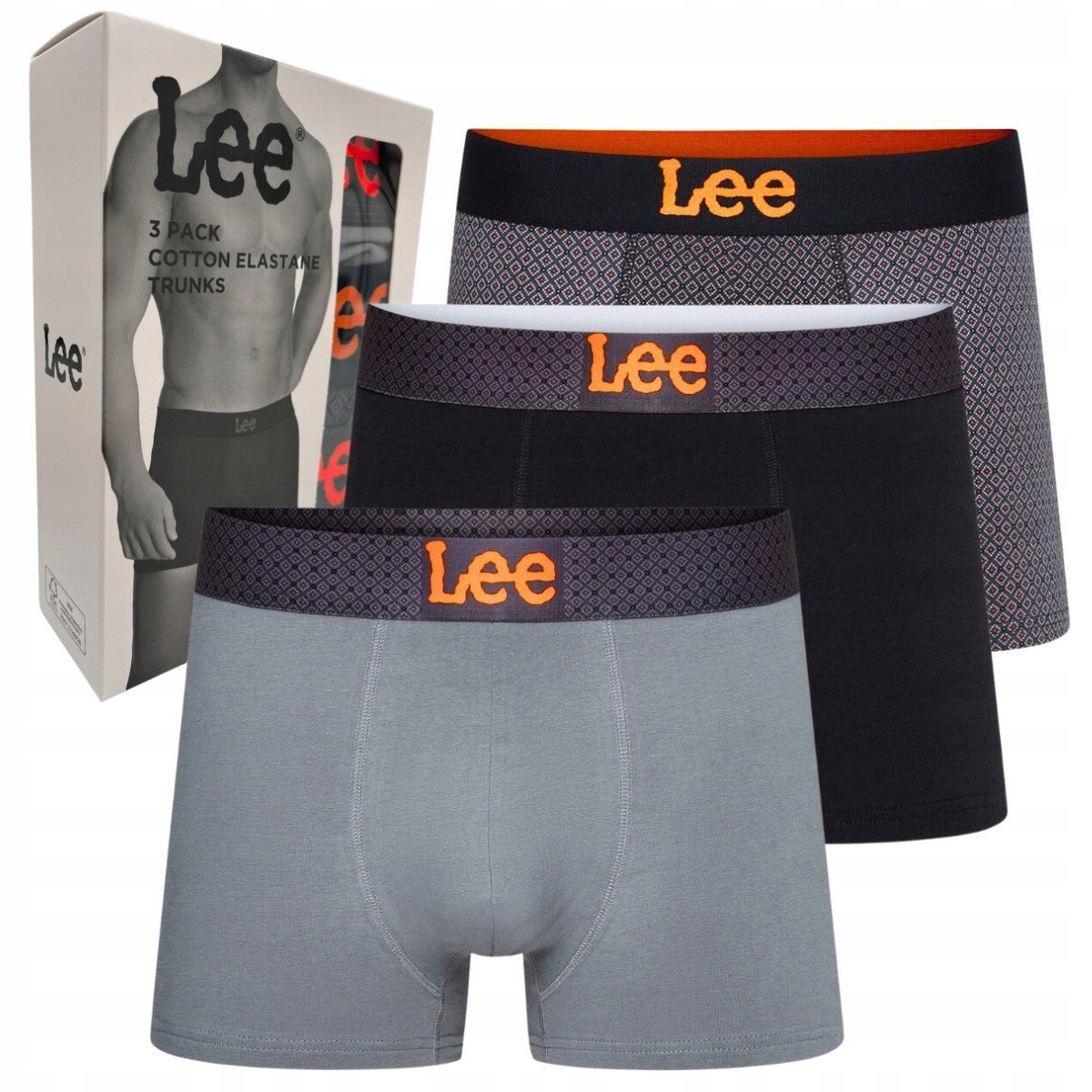 Lee Lucan bokserki męskie bawełniane majtki 3 sztuki na prezent logo S