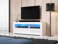 Inne meble do salonu - Szafka Rtv Mex 140 Biały / Biały Połysk + Led - miniaturka - grafika 1